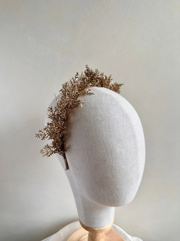 Metallic Leaf Headband For Girls | Handmade Gold Fern Hairpiece For Special Occasions(Metallic Leaf Headband For Girls Handmade Gold Fern Hairpiece For Special Occasions) 2 Metallic Leaf Headband For Girls | Handmade Gold Fern Hairpiece For Special Occasions(Metallic Leaf Headband For Girls Handmade Gold Fern Hairpiece For Special Occasions) - Image 2