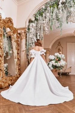 Off White Mikado Satin Off The Shoulder Dress(Mikado Satin Off The Shoulder Dress) 5 Off White Mikado Satin Off The Shoulder Dress(Mikado Satin Off The Shoulder Dress) -Mia Bambina Store mia bambina boutique mikado satin off the shoulder dress 2