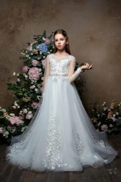 Paloma-First Communion Dress With Long Sleeves(Paloma First Communion Dress With Long Sleeves)