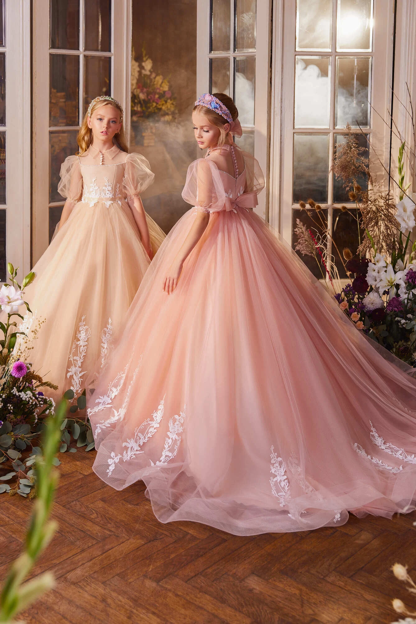 Pastel Color Flower Girl Dress With Lantern Sleeves(Pastel Color Flower Girl Dress With Lantern Sleeves) 1 Pastel Color Flower Girl Dress With Lantern Sleeves(Pastel Color Flower Girl Dress With Lantern Sleeves)