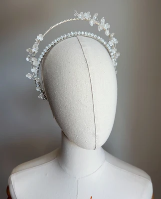 Pearl & Floral Halo Headband For Girls | Handmade Two-Tier Hairpiece For Communion & Weddings(Pearl Floral Halo Headband For Girls Handmade Two Tier Hairpiece For Communion Weddings) 3 Pearl & Floral Halo Headband For Girls | Handmade Two-Tier Hairpiece For Communion & Weddings(Pearl Floral Halo Headband For Girls Handmade Two Tier Hairpiece For Communion Weddings) - Image 3