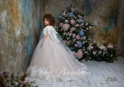 Enrica Princess Flower Girl Ball Gown With Cape(Sleeveless Lace Illusion Bodice Princess Ball Gown Flower Girl With Cape) -Mia Bambina Store mia bambina boutique sleeveless lace illusion bodice princess ball gown flower girl with cape 3