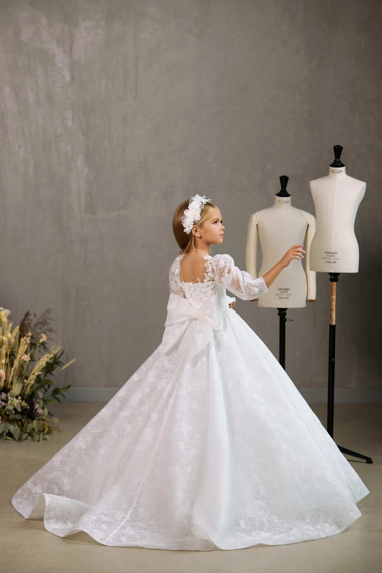 ST CATHARINS SHEER PUFF SLEEVE COMMUNION DRESS WITH LACE DETAIL(St Catharins Sheer Puff Sleeve Communion Dress With Lace Detail) 2 ST CATHARINS SHEER PUFF SLEEVE COMMUNION DRESS WITH LACE DETAIL(St Catharins Sheer Puff Sleeve Communion Dress With Lace Detail) - Image 2