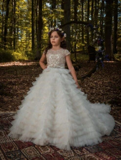 Veracruz Gold Lace Flower Girl Gown(Veracruz Gold Lace Flower Girl Gown)