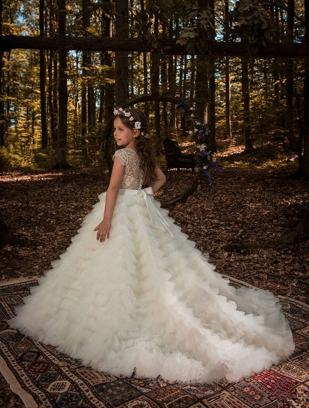 Veracruz Gold Lace Flower Girl Gown(Veracruz Gold Lace Flower Girl Gown) 2 Veracruz Gold Lace Flower Girl Gown(Veracruz Gold Lace Flower Girl Gown) - Image 2