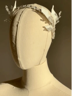 White Leaf & Crystal Headband For Girls | Handmade Bridal & Communion Hairpiece(White Leaf Crystal Headband For Girls Handmade Bridal Communion Hairpiece) -Mia Bambina Store mia bambina boutique white leaf crystal headband for girls handmade bridal communion hairpiece 3