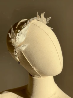 White Leaf & Crystal Headband For Girls | Handmade Bridal & Communion Hairpiece(White Leaf Crystal Headband For Girls Handmade Bridal Communion Hairpiece) -Mia Bambina Store mia bambina boutique white leaf crystal headband for girls handmade bridal communion hairpiece 4