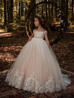 Modesto Tulle Flower Girl Dress With Lace Embroidery(Modesto Tulle Flower Girl Dress With Lace Embroidery)