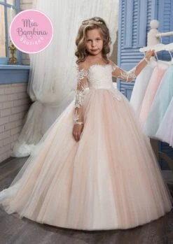 Raleigh - Tulle Flower Girl Dress With Sleeves(Raleigh Flower Girl Dress)