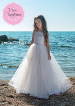 EMILIA Sweet Sleeveless Girls Dress For Communion(Summer Wedding Flower Girl Dress With A Keyhole Back)