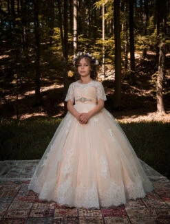 Verona Blush Flower Girl Tulle Dress(Verona Blush Flower Girl Tulle Dress)